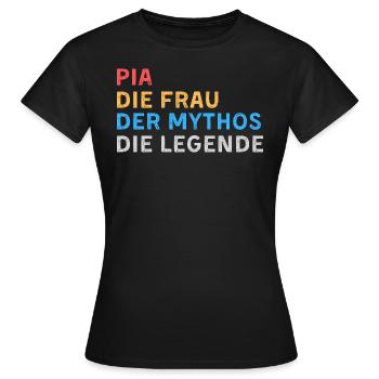 Pia Fau Mythos Legende - Frauen T-Shirt - Schwarz - Vorne - AI Model Female 172 dark (172cm)