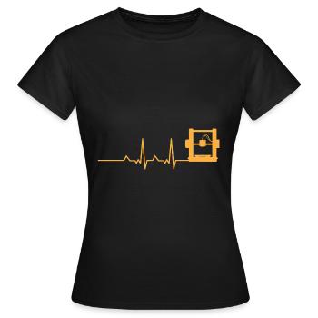 3D Druck Modellbau Herzschlag - Frauen T-Shirt - Schwarz - Vorne - AI Model Female 172 dark (172cm)