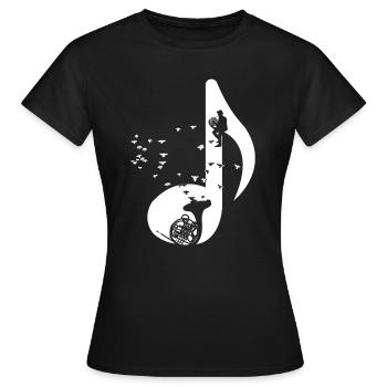 French Horn Spieler T-Shirt Geschenk Note - Frauen T-Shirt - Schwarz - Vorne - AI Model Female 172 dark (172cm)