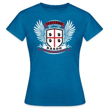 Italiano dalla nascita sardo per grazia di dio - Women's T-Shirt - antique blue sapphire heather - Front - AI Model Female 172 dark (172cm)