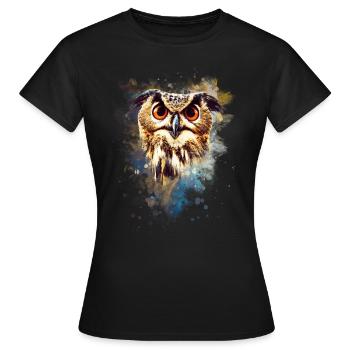 owl animal eagle owl bird - Women's T-Shirt - black - Front - AI Model Female 172 dark (172cm)