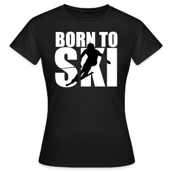 born to ski Wintersport Ski t shirt - Frauen T-Shirt - Schwarz - Vorne - AI Model Female 172 dark (172cm)