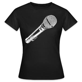 Mikrofon Hand gezeichnet - Frauen T-Shirt - Schwarz - Vorne - AI Model Female 172 dark (172cm)