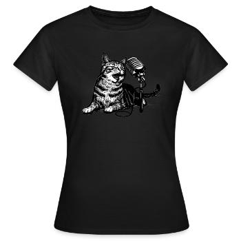 singende katze, gähnende katze - Frauen T-Shirt - Schwarz - Vorne - AI Model Female 172 dark (172cm)