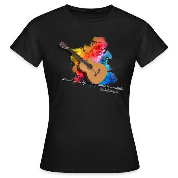 gitarre akustik gitarre mit farben Geschenk - Frauen T-Shirt - Schwarz - Vorne - AI Model Female 172 dark (172cm)