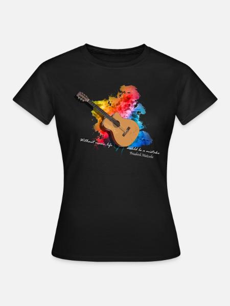 gitarre akustik gitarre mit farben Geschenk - Frauen T-Shirt - Schwarz