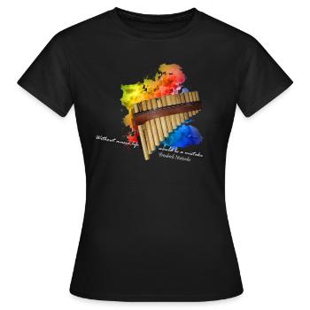 pan flute - Women's T-Shirt - black - Front - AI Model Female 172 dark (172cm)