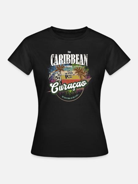Curacao - Het Caraïbisch gebied roept - kleurrijk - kleurrijk - Vrouwen T-shirt - zwart