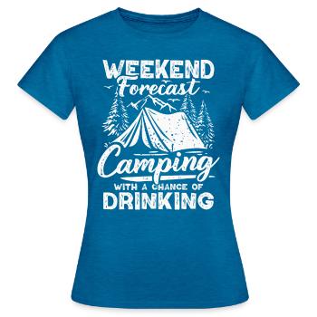 Camping Forecast Beer Tent Mountains Hiking Camper - Women's T-Shirt - antique blue sapphire heather - Front - AI Model Female 172 dark (172cm)