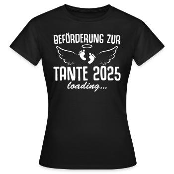 Werdende Tante 2025 Schwangerschaft verkünden - Frauen T-Shirt - Schwarz - Vorne - AI Model Female 172 dark (172cm)