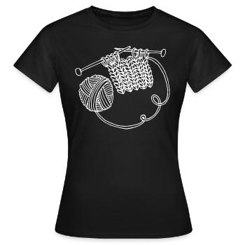 Croquis de tricot fait à la main - T-shirt Femme - noir - Devant - AI Model Female 172 dark (172cm)