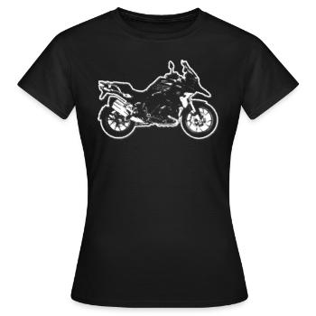 R1200GS (K50) - Motorrad Enduro - Silhouette - Frauen T-Shirt - Schwarz - Vorne - AI Model Female 172 dark (172cm)