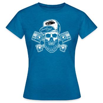 Wartburg 311 Custom Skull - Gemisch im Blut - Frauen T-Shirt - Antikblaues Saphir meliert - Vorne - AI Model Female 172 dark (172cm)