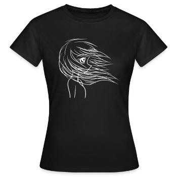 Wind Manga - Frauen T-Shirt - Schwarz - Vorne - AI Model Female 172 dark (172cm)