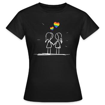 les cœurs lgbt aiment les lesbiennes lgbt - T-shirt Femme - noir - Devant - AI Model Female 172 dark (172cm)