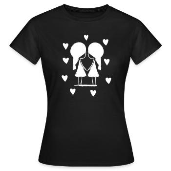 cher couple chers cœurs lesbiennes - T-shirt Femme - noir - Devant - AI Model Female 172 dark (172cm)