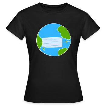 masque planète terre protection corona - T-shirt Femme - noir - Devant - AI Model Female 172 dark (172cm)