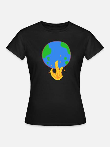 erde brennt klimaschutz feuer - Frauen T-Shirt - Schwarz