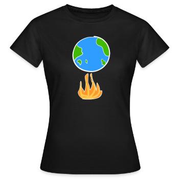 climate protection earth cartoon symbol climate - Women's T-Shirt - black - Front - AI Model Female 172 dark (172cm)