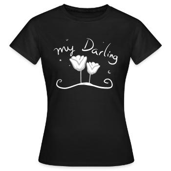 mein Liebling Darling Blume Rosa rose - Frauen T-Shirt - Schwarz - Vorne - AI Model Female 172 dark (172cm)