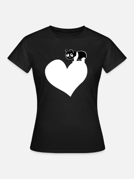 panda herz tierliebe bär - Frauen T-Shirt - Schwarz