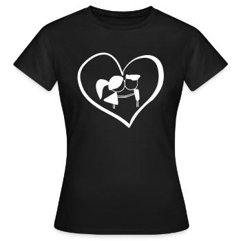 herz symbol liebespaar - Frauen T-Shirt - Schwarz - Vorne - AI Model Female 172 dark (172cm)