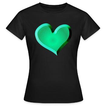 symbole de cœur vert pailleté vert - T-shirt Femme - noir - Devant - AI Model Female 172 dark (172cm)