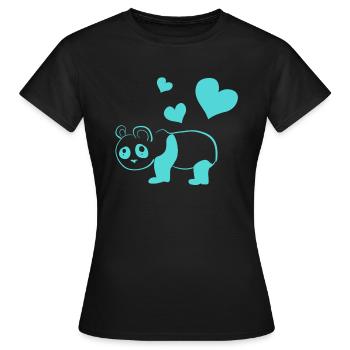 Panda cœurs bleus animal amour animal - T-shirt Femme - noir - Devant - AI Model Female 172 dark (172cm)