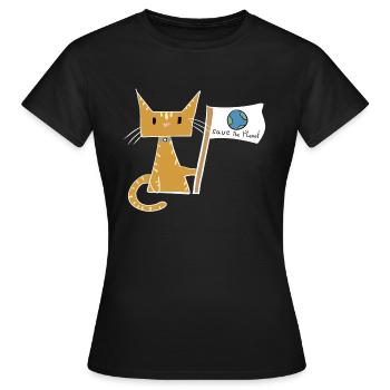 sauver la planète drapeau chat protection du climat - T-shirt Femme - noir - Devant - AI Model Female 172 dark (172cm)