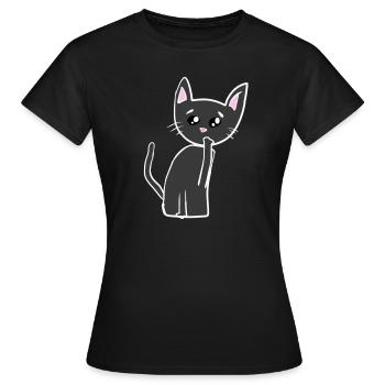 Triste Chat Animal Symbole Triste - T-shirt Femme - noir - Devant - AI Model Female 172 dark (172cm)