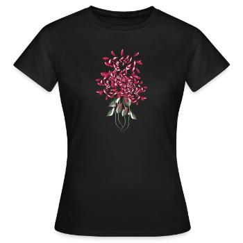 fleurs de rose rose fleur - T-shirt Femme - noir - Devant - AI Model Female 172 dark (172cm)
