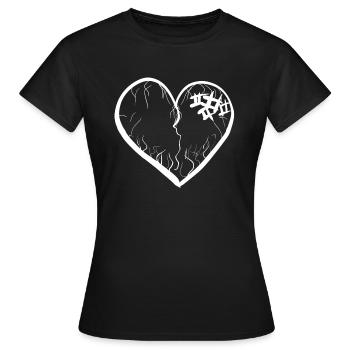 herz symbol gebrochen narben - Frauen T-Shirt - Schwarz - Vorne - AI Model Female 172 dark (172cm)