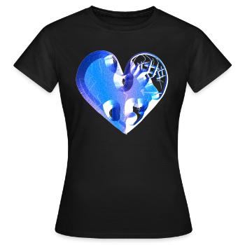 herz blau glitzer narben - Frauen T-Shirt - Schwarz - Vorne - AI Model Female 172 dark (172cm)