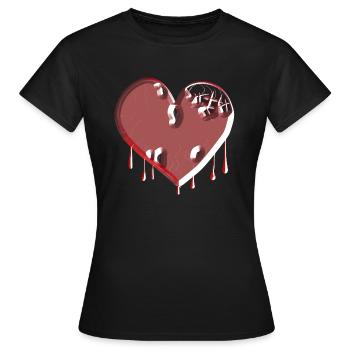 herz symbol gebrochen rot narben - Frauen T-Shirt - Schwarz - Vorne - AI Model Female 172 dark (172cm)