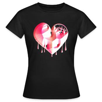herz symbol gebrochen pink narben - Frauen T-Shirt - Schwarz - Vorne - AI Model Female 172 dark (172cm)