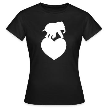 Tierliebe Herz Elefant - Frauen T-Shirt - Schwarz - Vorne - AI Model Female 172 dark (172cm)