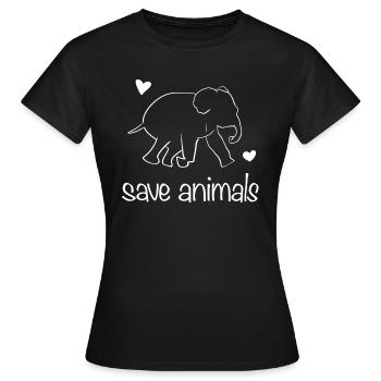 save animals animal elephant animal rights activists - Women's T-Shirt - black - Front - AI Model Female 172 dark (172cm)