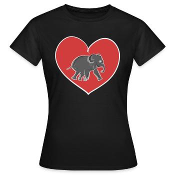 rotes Herz Tierliebe Elefant - Frauen T-Shirt - Schwarz - Vorne - AI Model Female 172 dark (172cm)