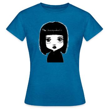 Mädchen Symbol Zeichnung cartoon kunst - Frauen T-Shirt - Antikblaues Saphir meliert - Vorne - AI Model Female 172 dark (172cm)