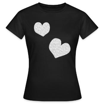 zwei rosa herzen glitzer herz - Frauen T-Shirt - Schwarz - Vorne - AI Model Female 172 dark (172cm)