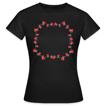 Cadre Rose Fleur Rose Fleurs Carré - T-shirt Femme - noir - Devant - AI Model Female 172 dark (172cm)