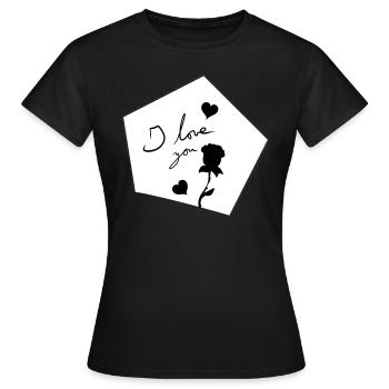 Je t’aime Symbole forme fleur - T-shirt Femme - noir - Devant - AI Model Female 172 dark (172cm)