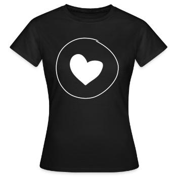 Coeur, Cercle, Symbole, Forme, Amour - T-shirt Femme - noir - Devant - AI Model Female 172 dark (172cm)