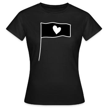 Drapeau Coeur Amour Symbole Forme - T-shirt Femme - noir - Devant - AI Model Female 172 dark (172cm)
