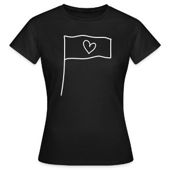 Drapeau Symbole Forme Coeur Amour - T-shirt Femme - noir - Devant - AI Model Female 172 dark (172cm)