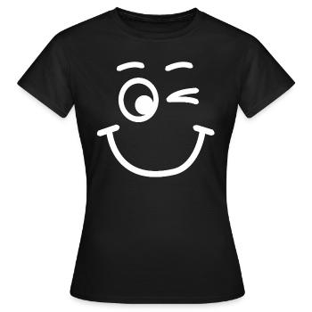 Clin d’œil | images drôles, humour, clin d’œil - T-shirt Femme - noir - Devant - AI Model Female 172 dark (172cm)