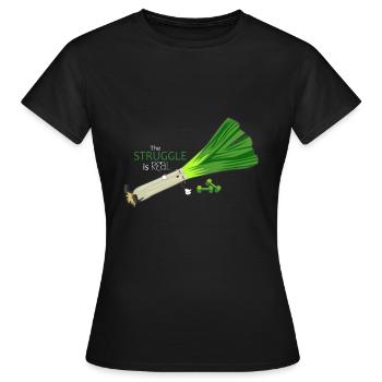 Low fitness leek - Women's T-Shirt - black - Front - AI Model Female 172 dark (172cm)