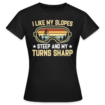 Pistes de ski Ski raide Skis d’hiver - T-shirt Femme - noir - Devant - AI Model Female 172 dark (172cm)