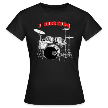 I Drum Drummer Silver Drums - Frauen T-Shirt - Schwarz - Vorne - AI Model Female 172 dark (172cm)