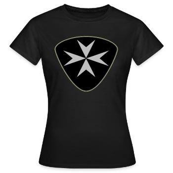 Gitarre Plektrum Templer Kreuz - Frauen T-Shirt - Schwarz - Vorne - AI Model Female 172 dark (172cm)